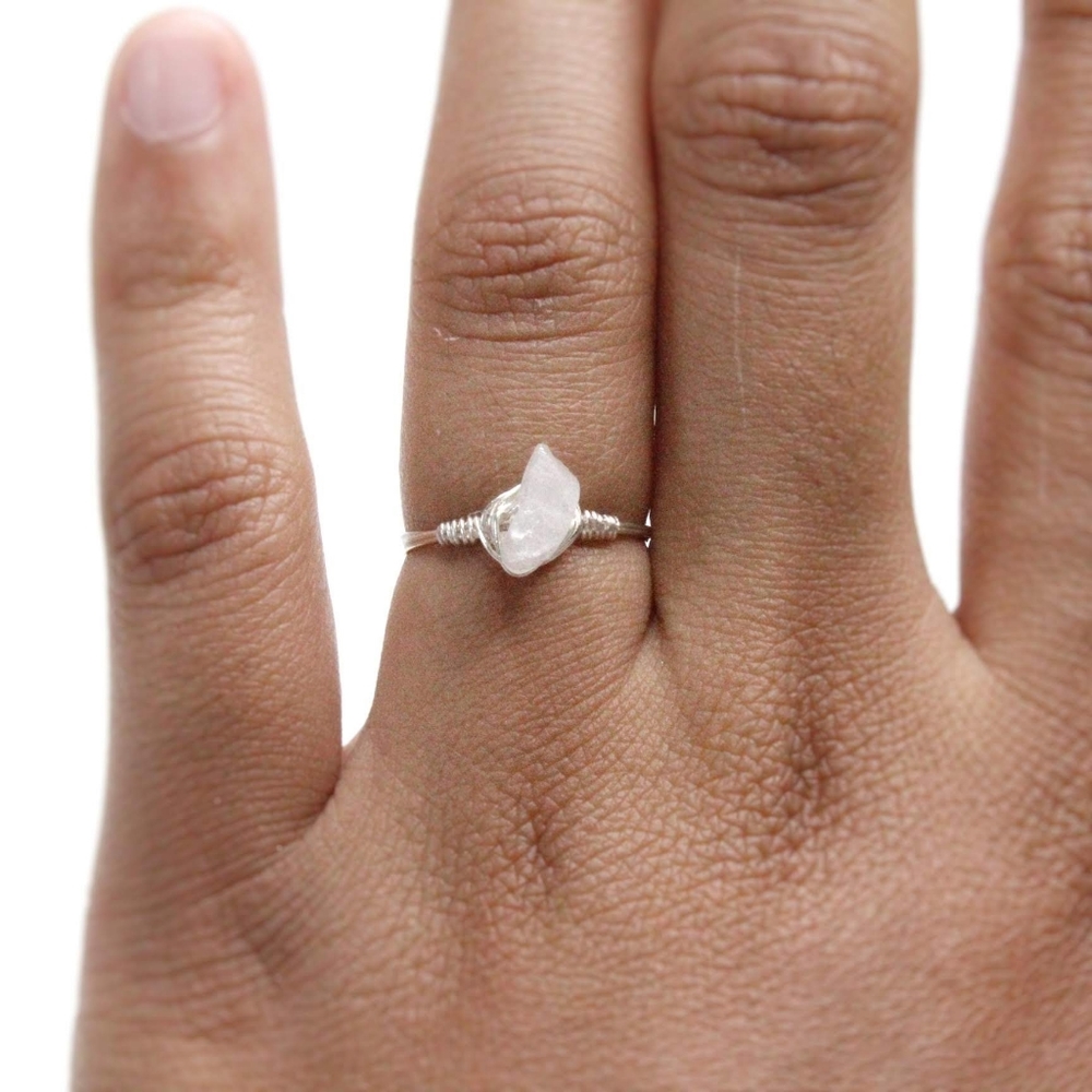 Handmade Wire Wrapped White Crystal Bohemian Ring
